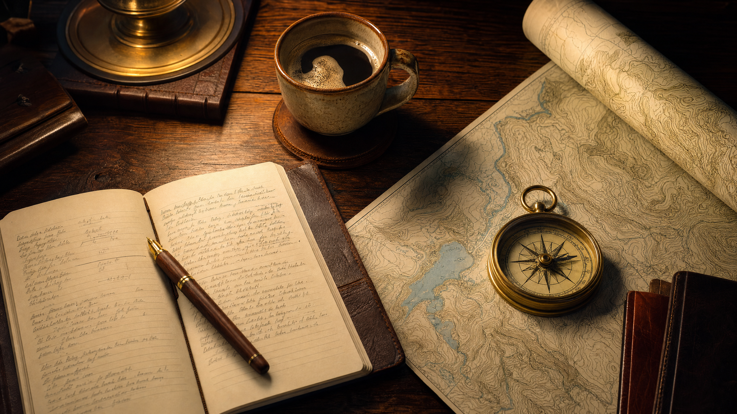 Compass and map on a planning desk